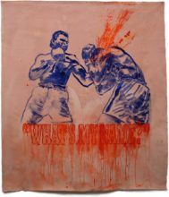 Johnny O'Brady - WHAT'S MY NAME? (Ali vs Terrell, February 6, 1967). 2010. mixed media on canvas, approx. 60 x 53"